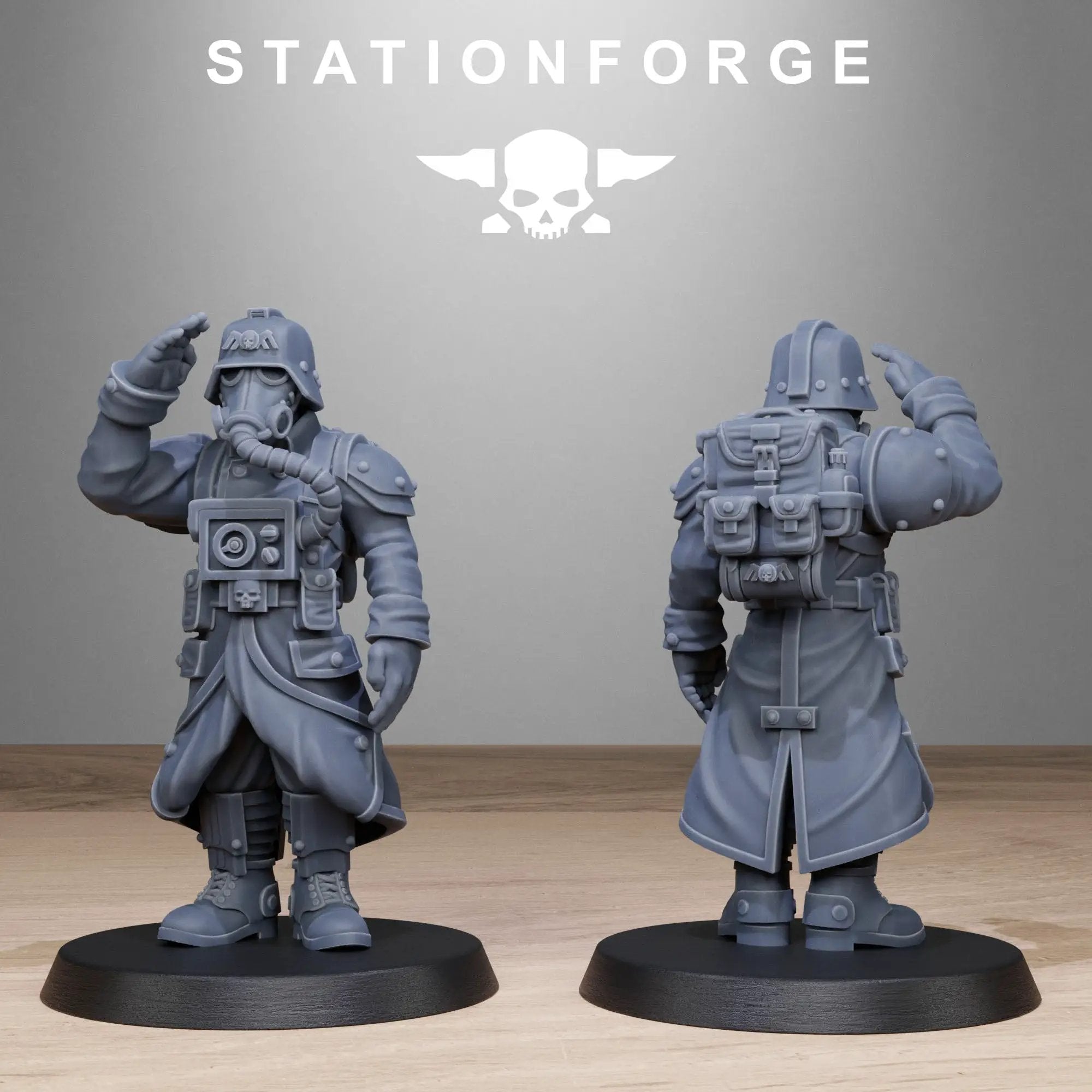3D printed GrimGuard Vigils by StationForge Miniatures for Last Hope Miniatures, featuring detailed vigilante figures in dark armor.