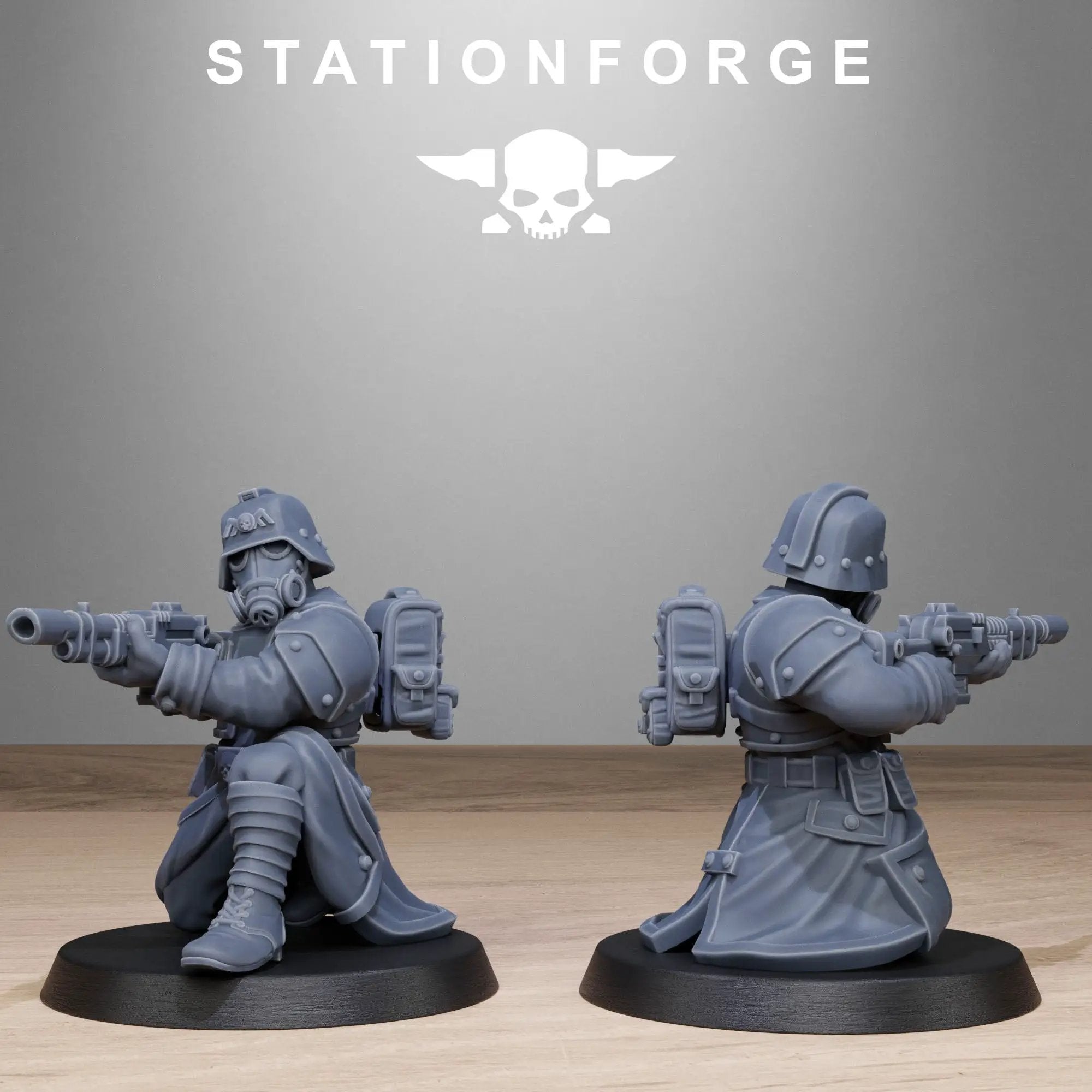 3D printed GrimGuard Vigils miniatures by Last Hope Miniatures, showing detailed armored figures in a dark fantasy style.