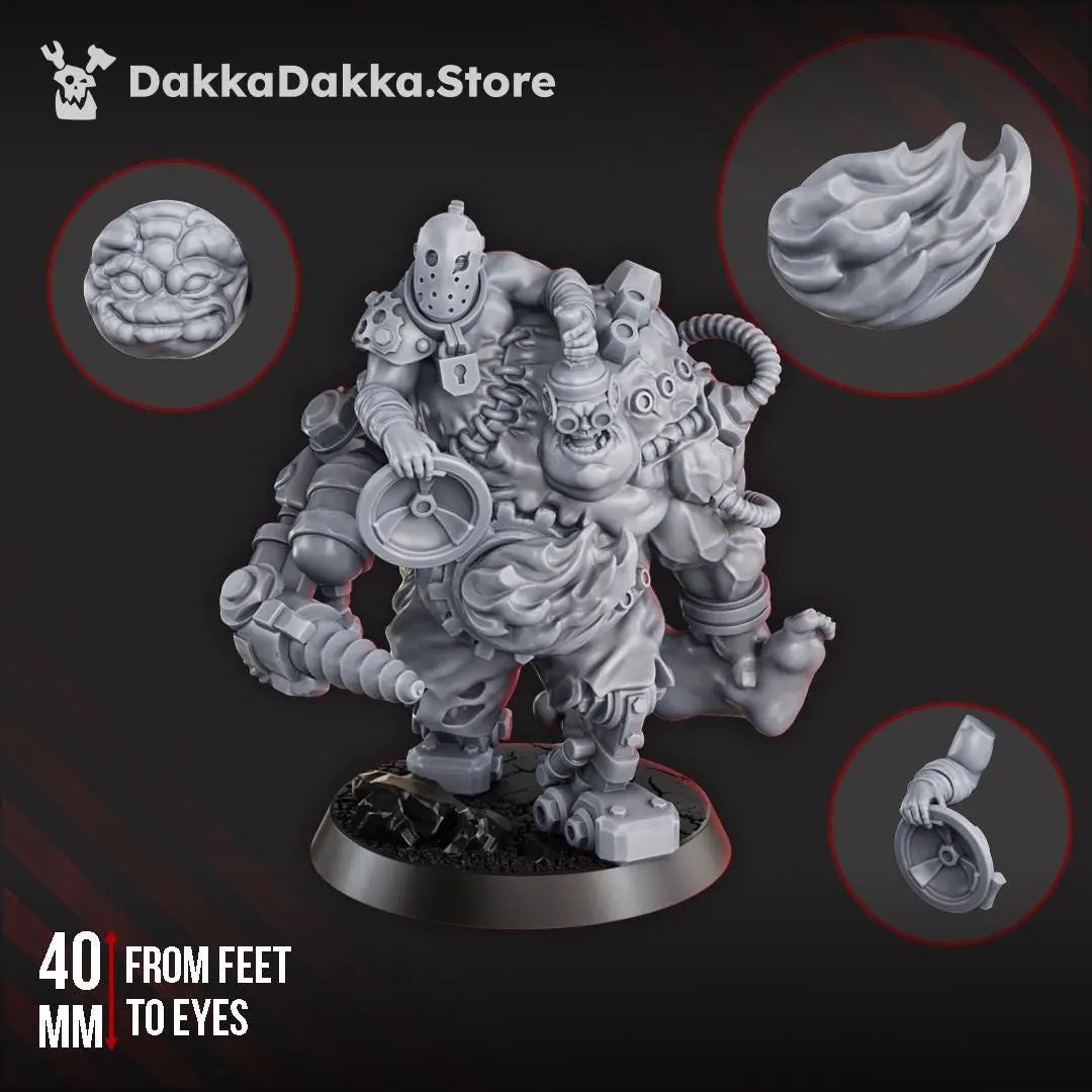 3D printed Grimwald, the Fused Twins miniature by Last Hope Miniatures from DakkaDakka Miniatures, shown in detailed close-up.