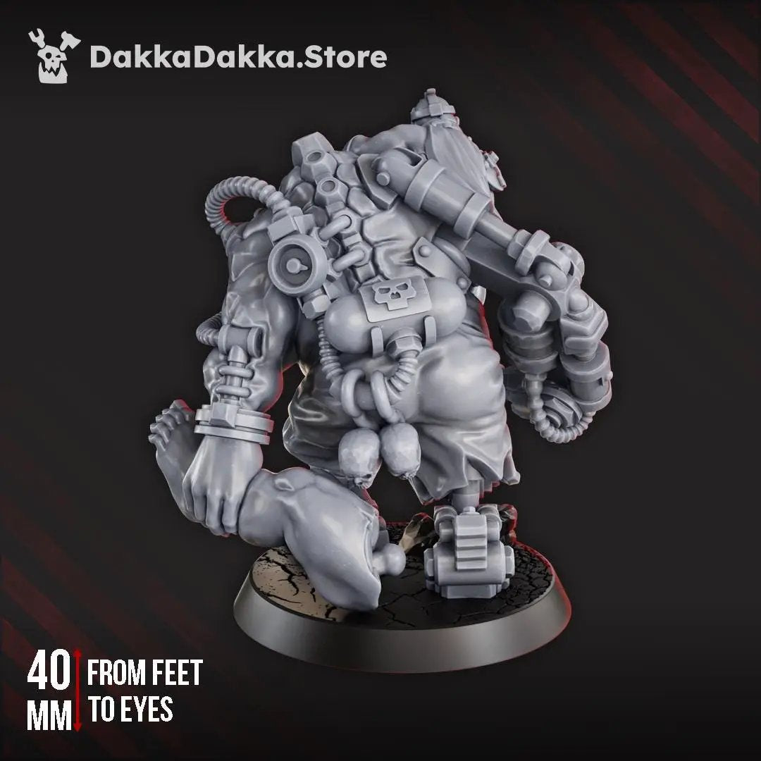 3D printed Grimwald, the Fused Twins miniature by Last Hope Miniatures, showcasing detailed fused twin figures in dark armor.