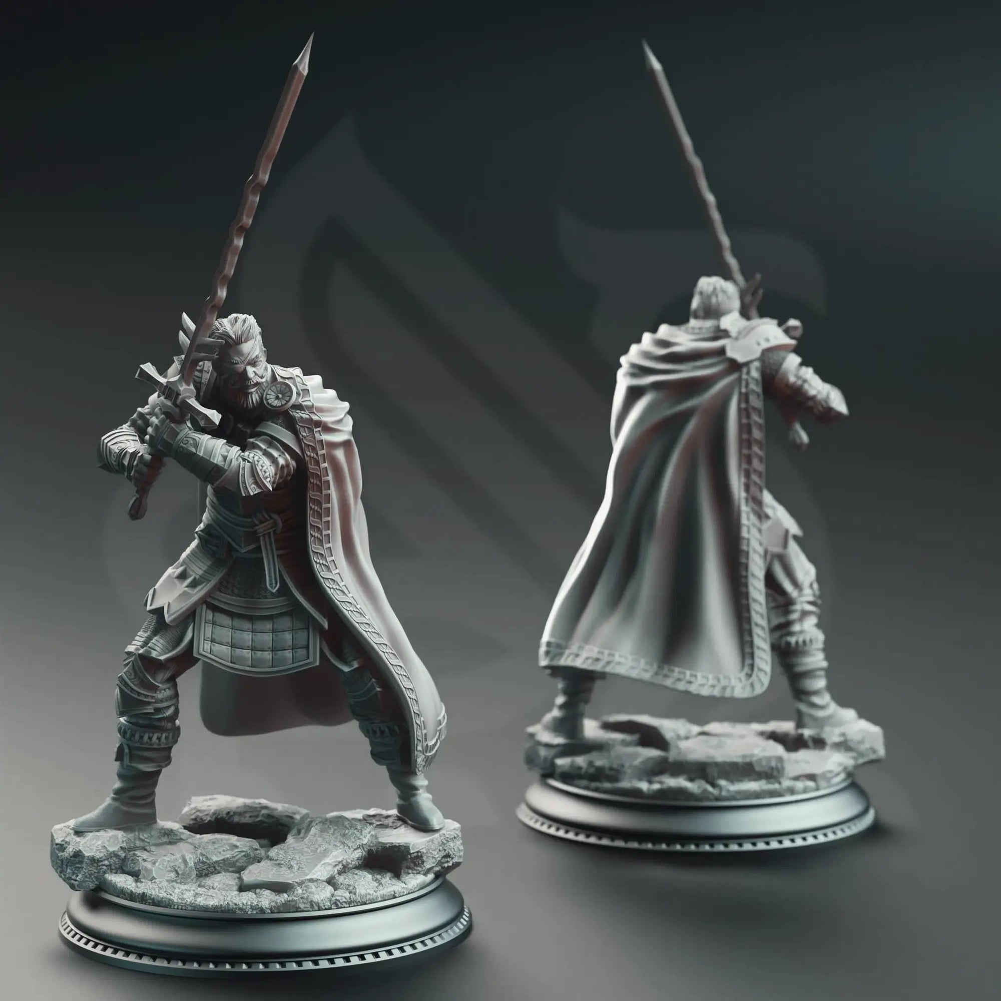 3D printed Grizzled Veteran Commander miniature by Last Hope Miniatures, featuring detailed armor and military stance.