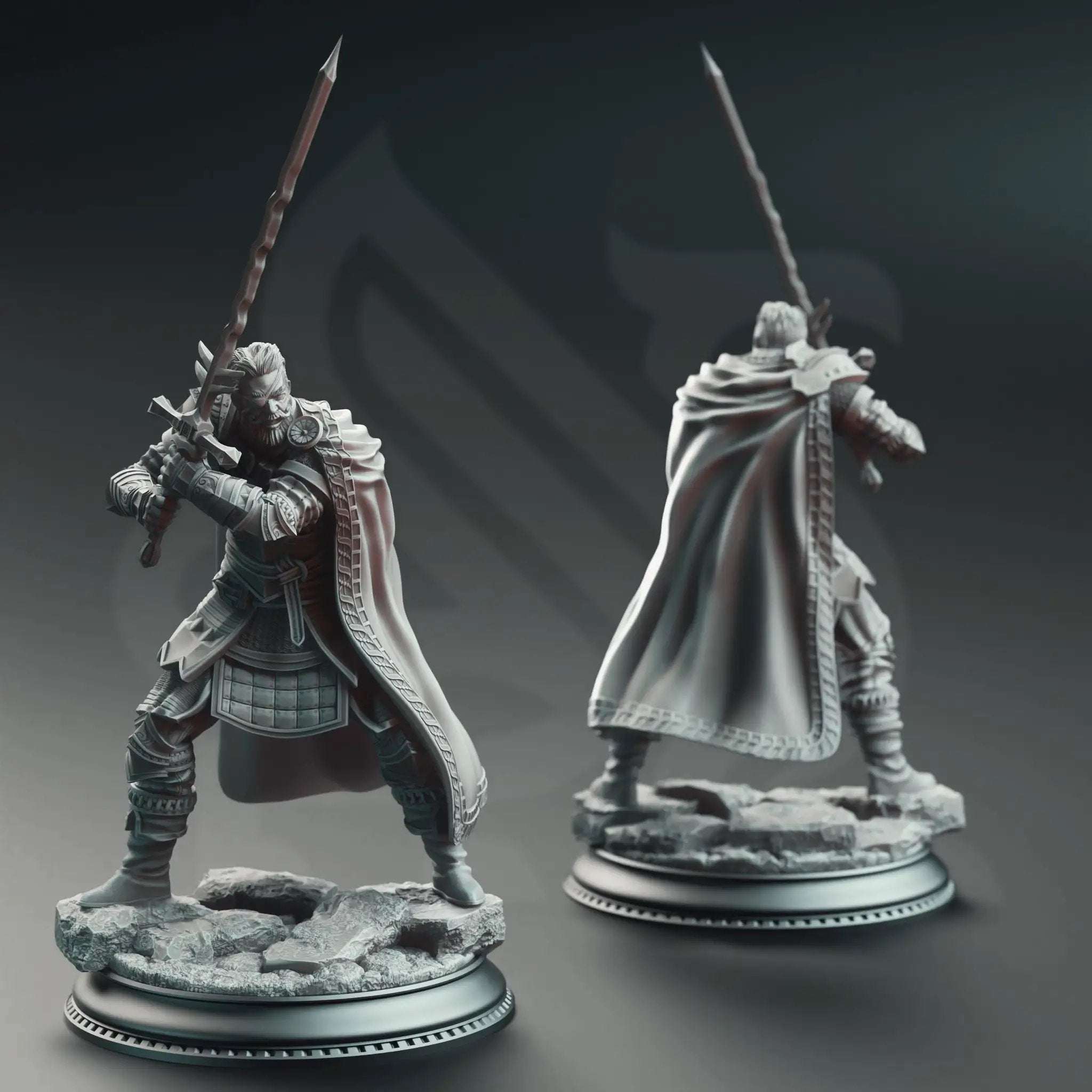 3D printed Grizzled Veteran Commander miniature by Last Hope Miniatures, featuring detailed armor and military stance.
