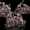 3D printed Grotlings Regiment miniatures by Avatars of War, detailed green-skinned orc-like figures for tabletop gaming, made by Last Hope Miniatures