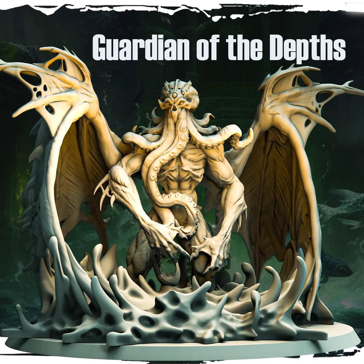 3D printed Guardian of the Depths miniature by Last Hope Miniatures, featuring intricate underwater creature details.