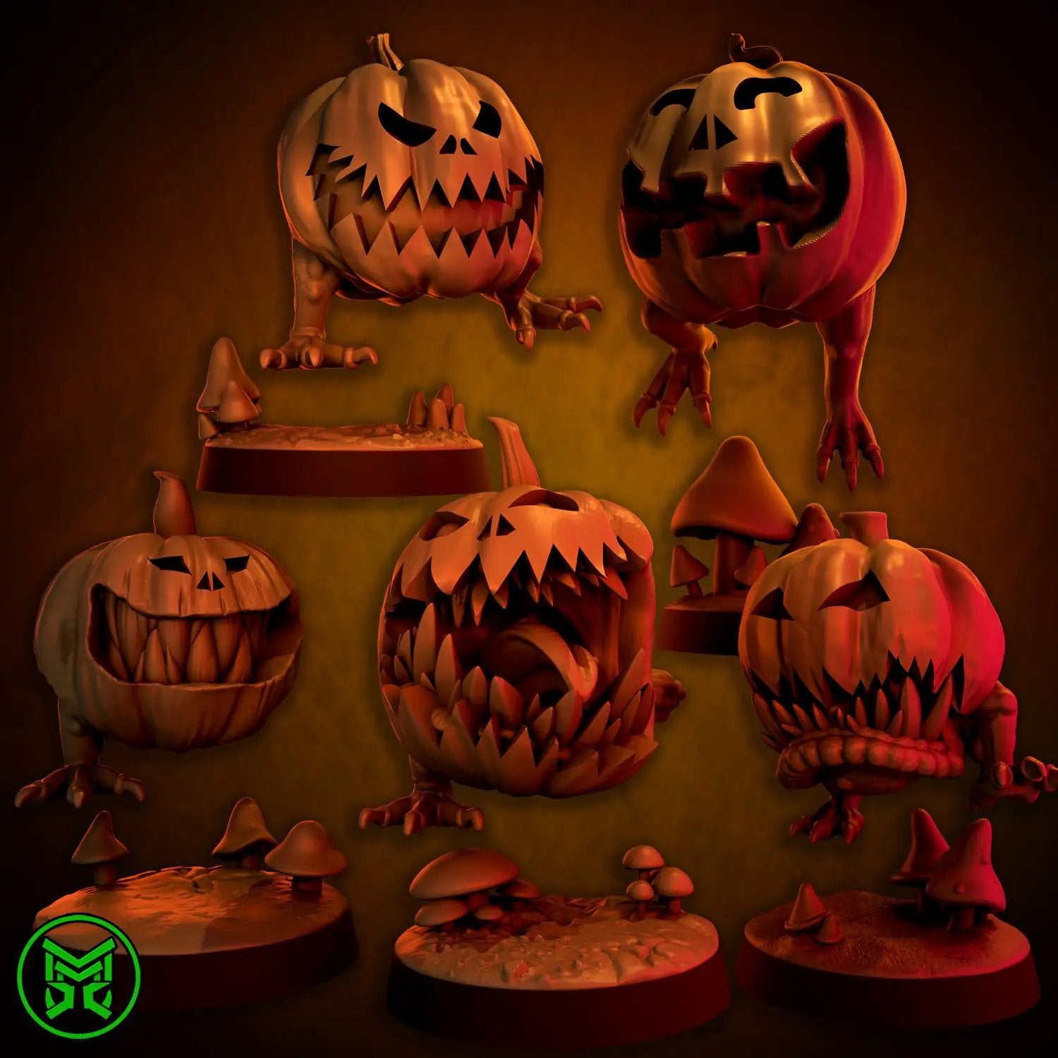 3D printed Halloween Chompaz x5 miniatures by Last Hope Miniatures, featuring detailed monster figures for tabletop gaming.