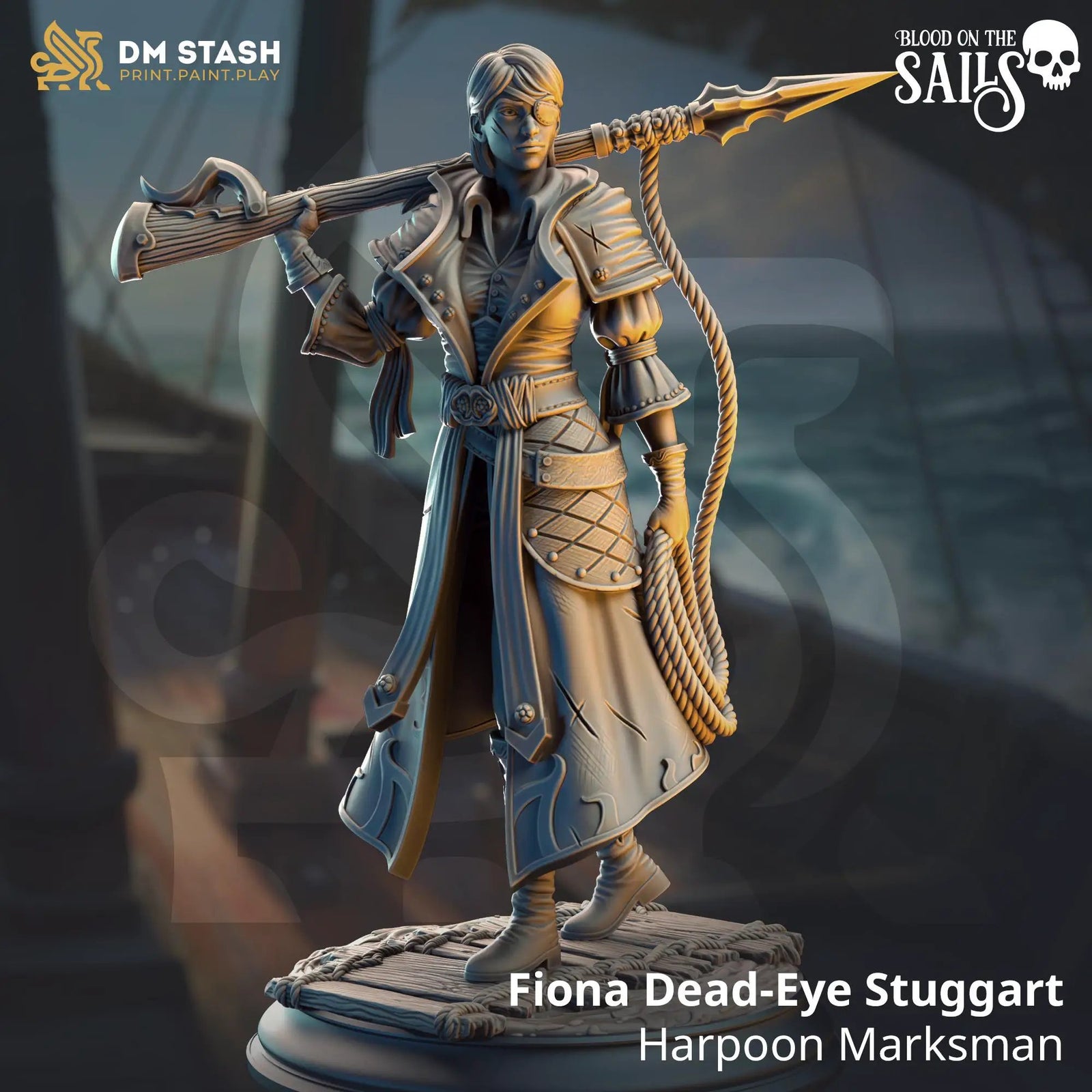 3D printed Harpoon Marksman miniature by Last Hope Miniatures, detailed model for tabletop gaming from DM Stash.