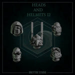 Set of 10 3D printed heads and helmets by Last Hope Miniatures from Greytide Studio, featuring detailed miniature accessories.