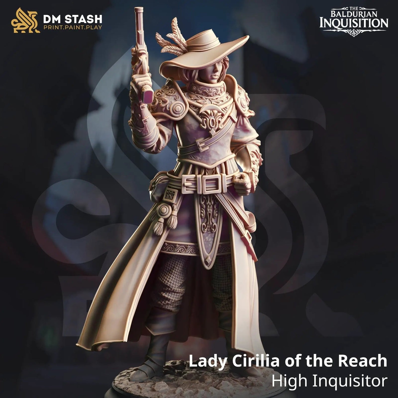3D printed High Inquisitor miniature by DM Stash from Last Hope Miniatures, showcasing detailed sculpt and intricate design.