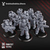 3D printed Ignisaurus Clan Warriors Tactical Squad miniatures by Last Hope Miniatures, showing detailed dinosaur-themed warrior figures.