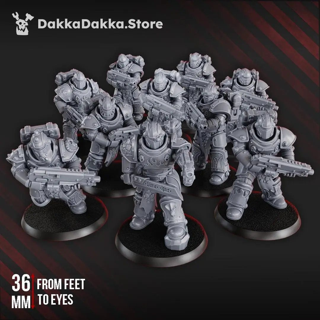 3D printed Ignisaurus Clan Warriors Tactical Squad miniatures by Last Hope Miniatures, showing detailed dinosaur-themed warrior figures.