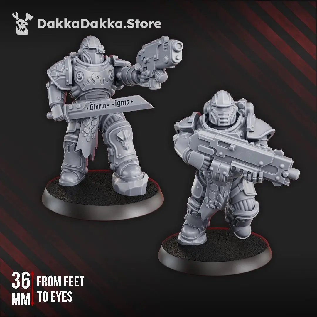 3D printed Ignisaurus Clan Warriors Tactical Squad by DakkaDakka Miniatures, featuring detailed miniatures in military poses.