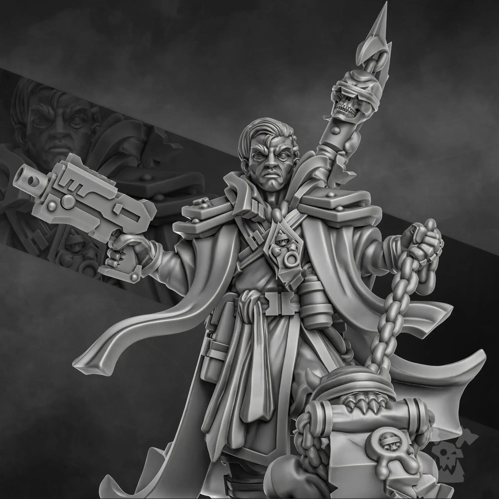 3D printed Imperial Investigator miniature by DakkaDakka Miniatures, detailed figure from Last Hope Miniatures.