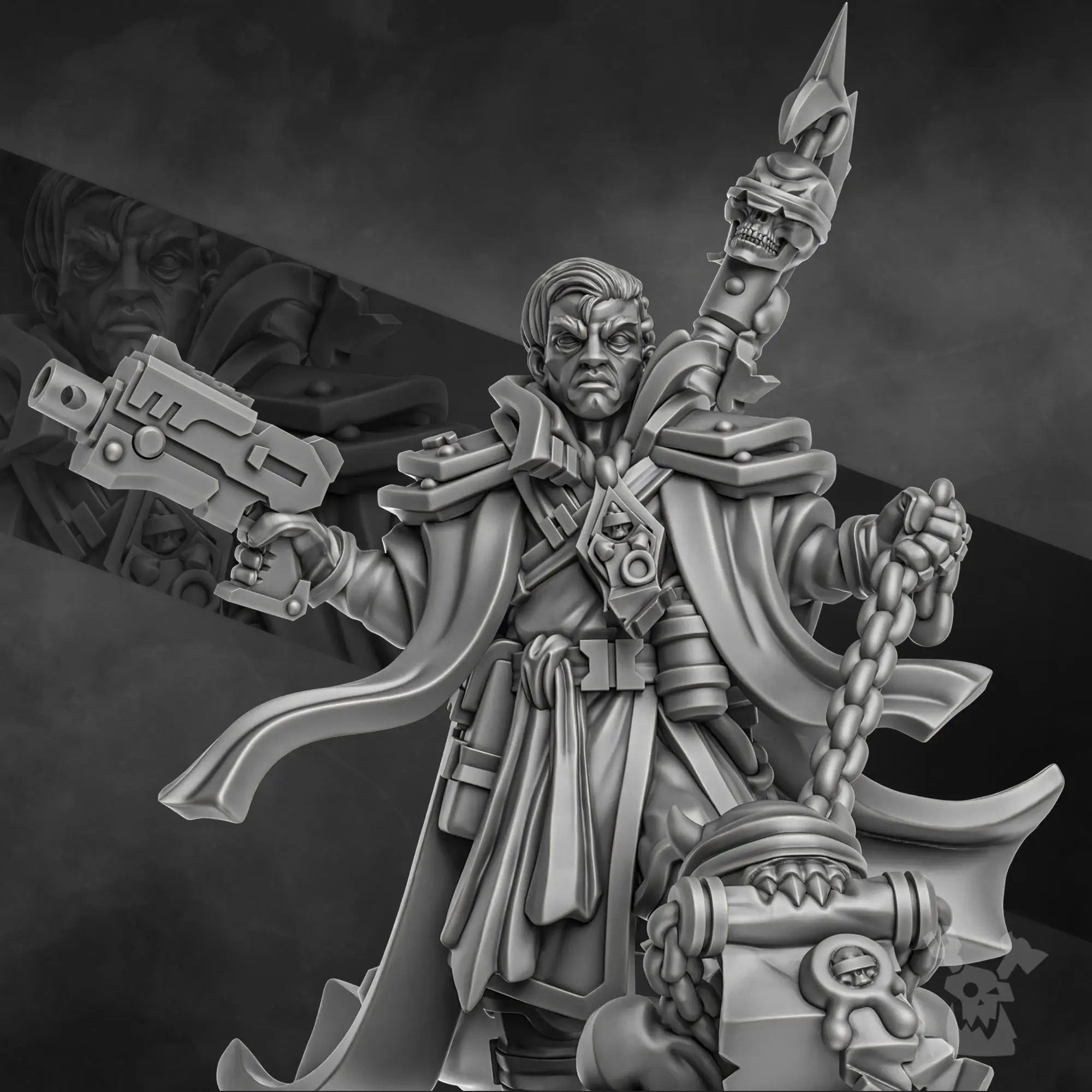 3D printed Imperial Investigator miniature by DakkaDakka Miniatures, detailed figure from Last Hope Miniatures.