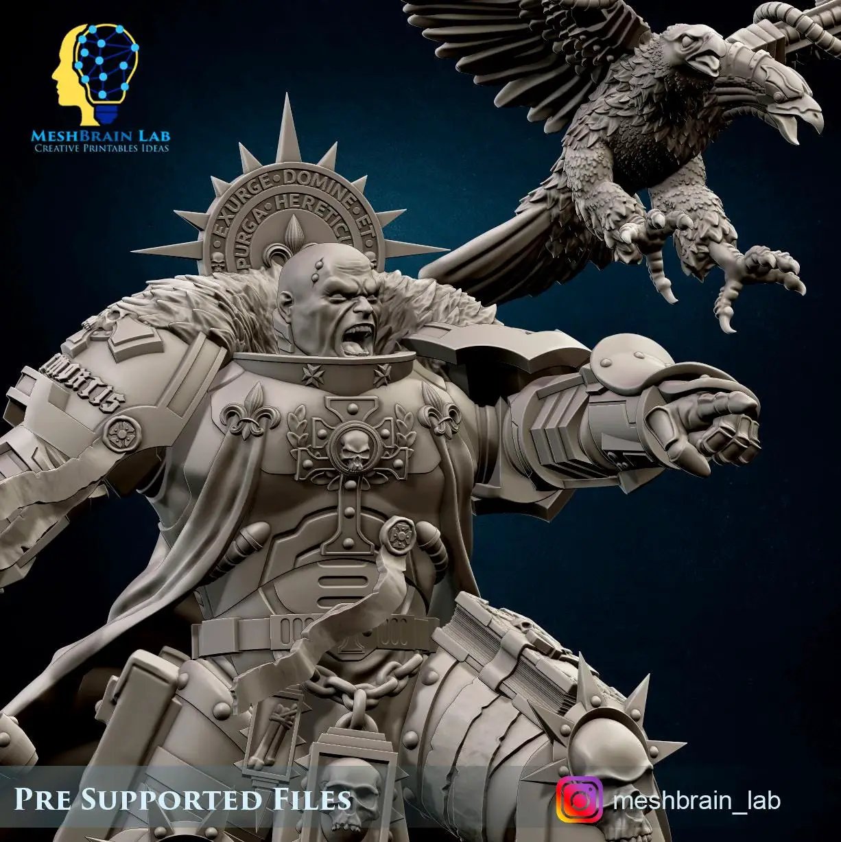 3D printed Imperial Marine Inquisitor Lord miniature by Last Hope Miniatures, detailed figure with armor and weapon in a dynamic pose