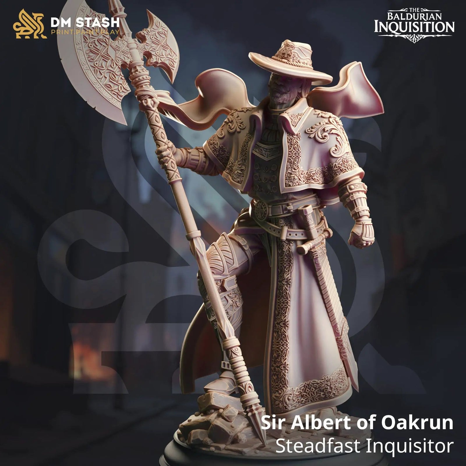 3D printed Inquisition Mage Slayer miniature by Last Hope Miniatures for tabletop gaming, detailed figure with intricate armor and weapon.