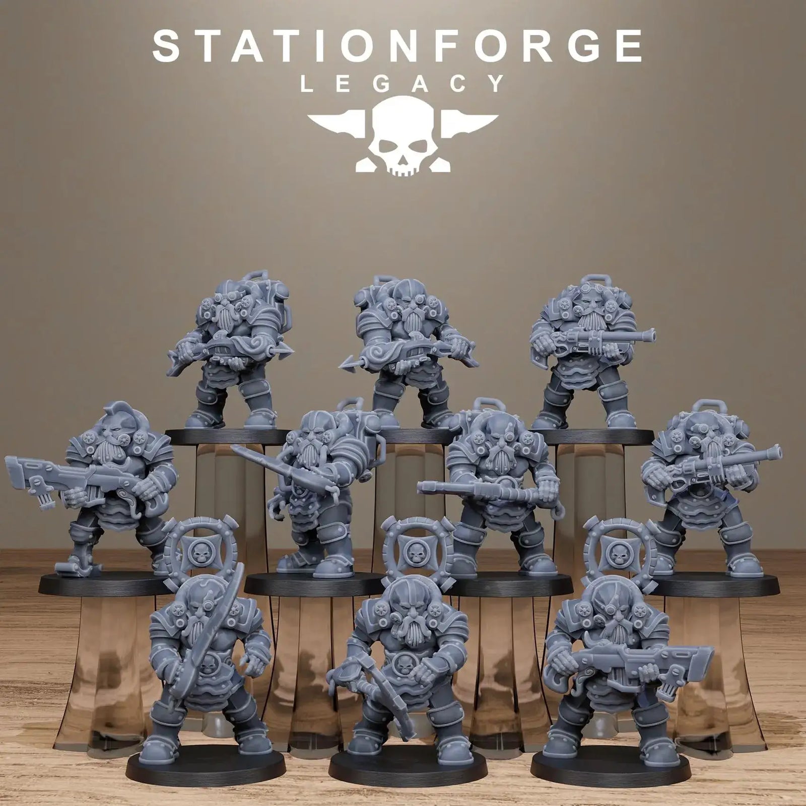 3D printed Ironvale Dwarf Infantry miniature by Stationforge Legacy Miniatures, featuring detailed armor and weaponry, by Last Hope Miniatures.