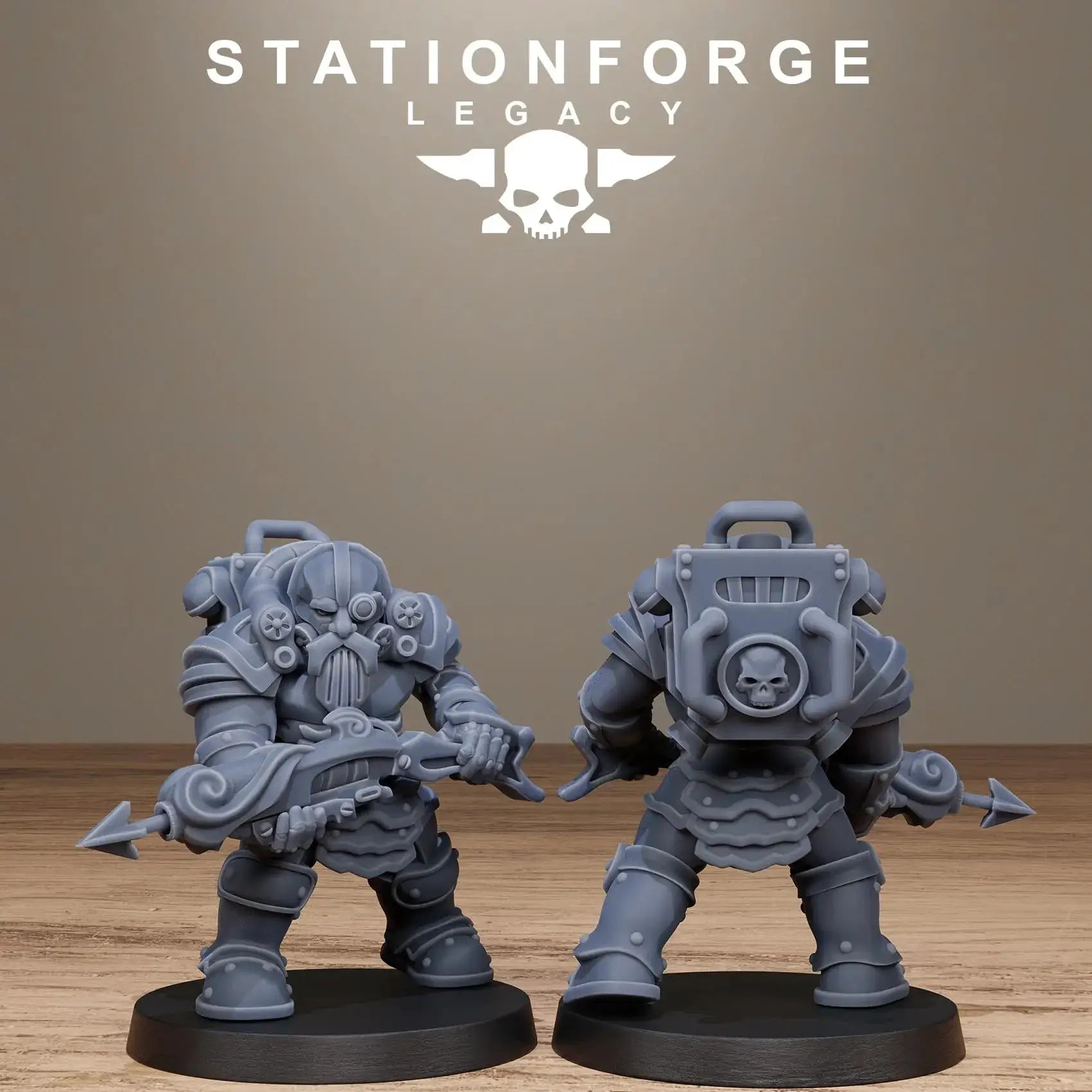 3D printed Ironvale Dwarf Infantry miniature from Stationforge Legacy Miniatures by Last Hope Miniatures, showing detailed dwarf armor and weapons.