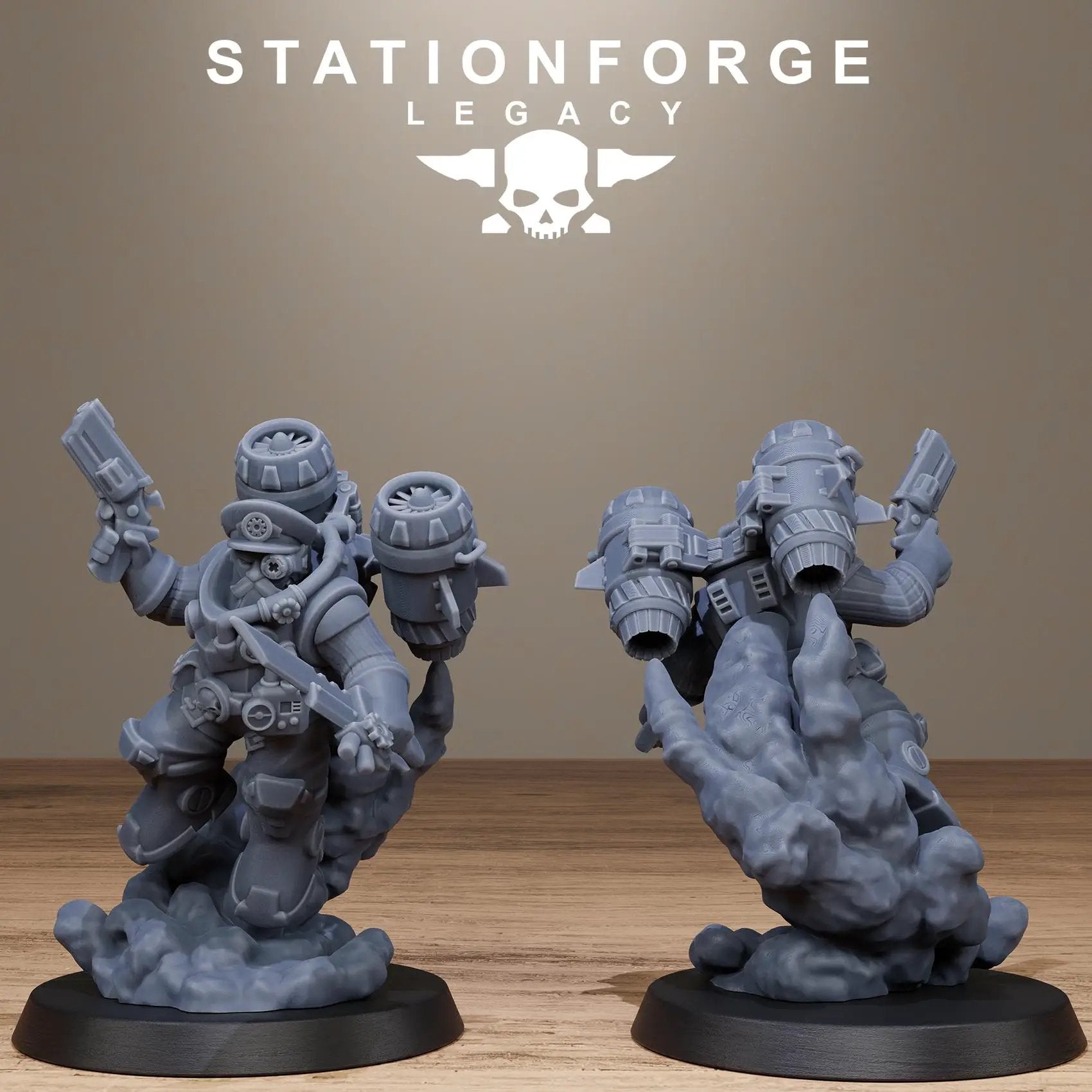 3D printed Ironvale Skyreapers miniatures by StationForge Miniatures, detailed sci-fi models for tabletop gaming.