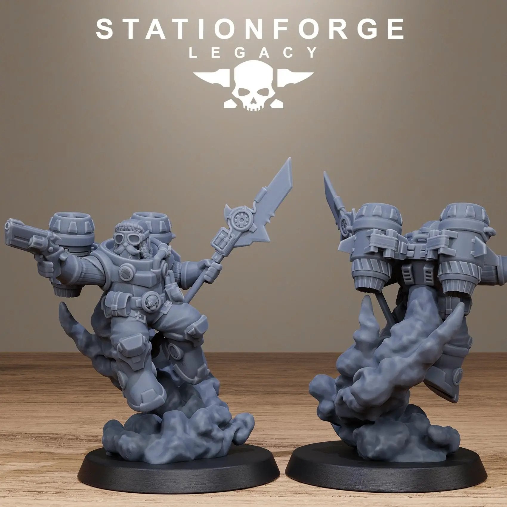 3D printed Ironvale Skyreapers miniatures by Last Hope Miniatures from StationForge, featuring detailed sci-fi robot figures.