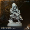 3D printed Jambir, the Hidden Blade miniature by Last Hope Miniatures for Archvillain Games, showing detailed weapon and armor features.