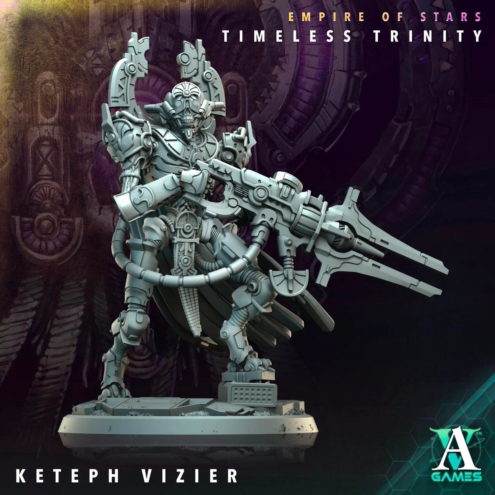 3D printed Keteph Vizier miniature by Last Hope Miniatures, detailed figure from Archvillain Games for tabletop gaming.
