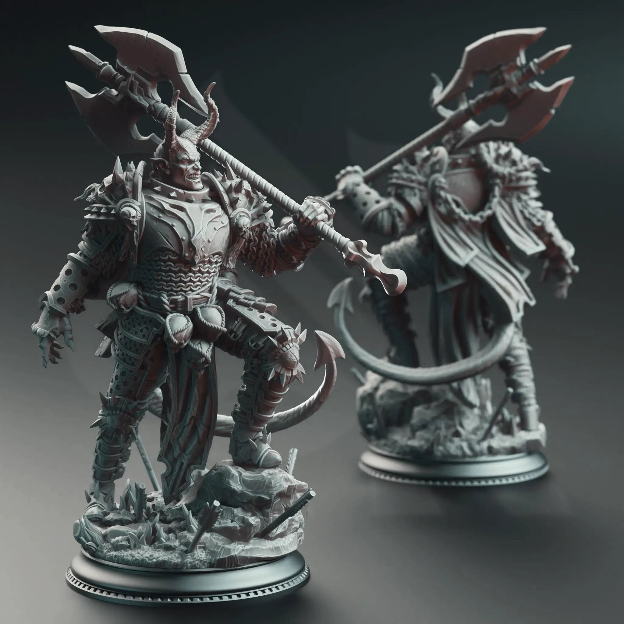 3D printed Knight of the Hells miniature by Last Hope Miniatures, featuring detailed armor and a fierce stance.