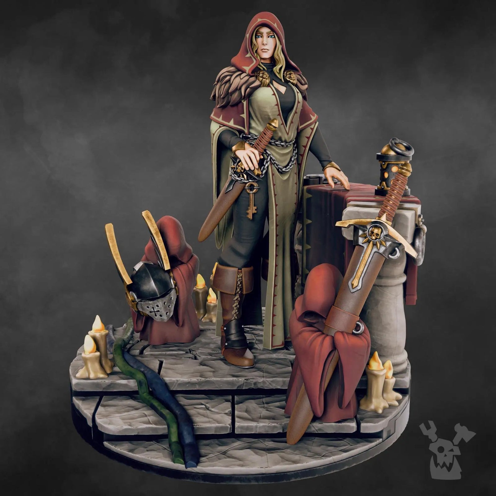 3D printed Leona The Forestborn miniature by DakkaDakka Miniatures, detailed forest-themed fantasy character from Last Hope Miniatures.