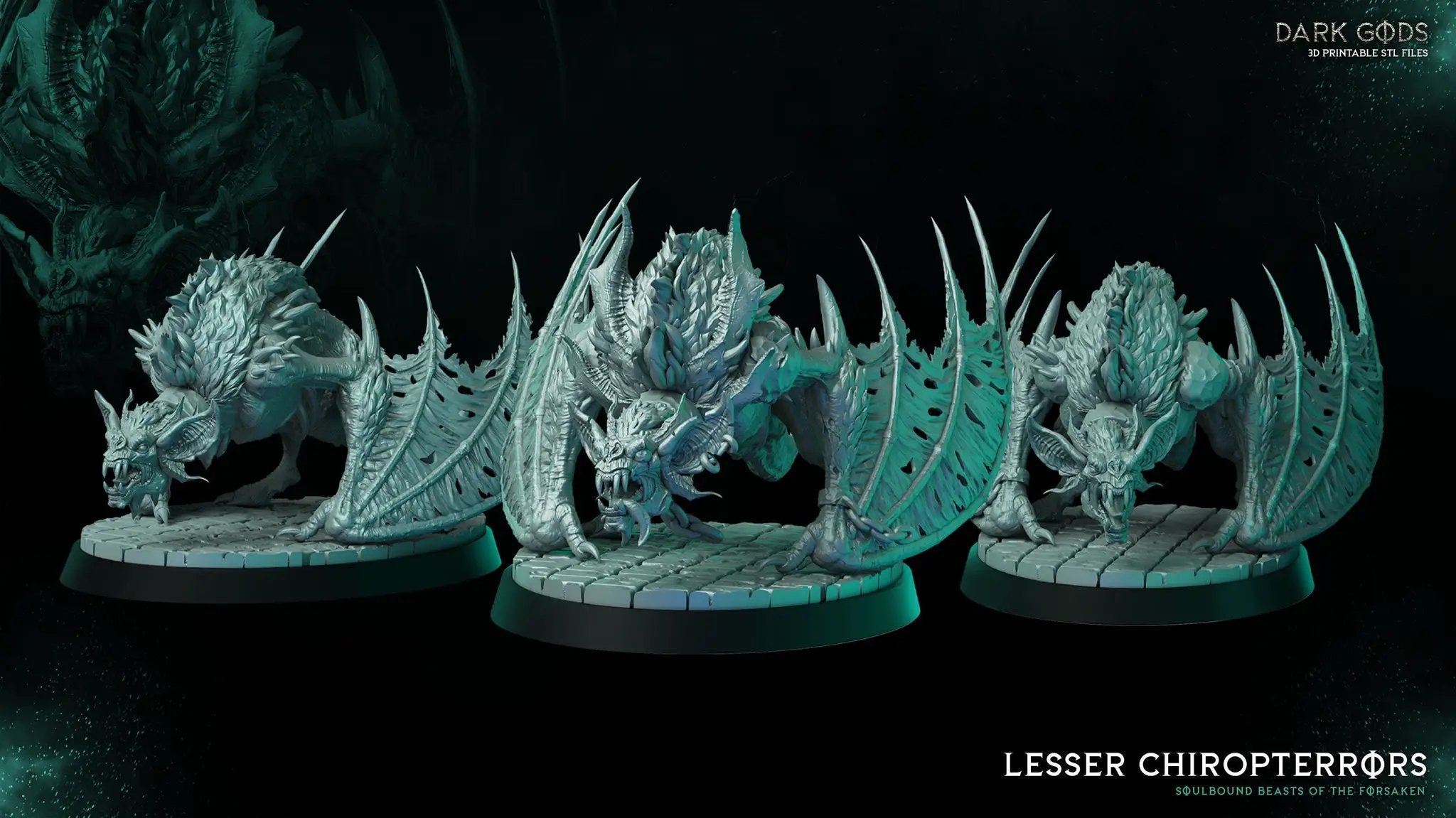 3D printed Lesser Chirropterrors miniature by Last Hope Miniatures, featuring detailed dark fantasy winged creature design.