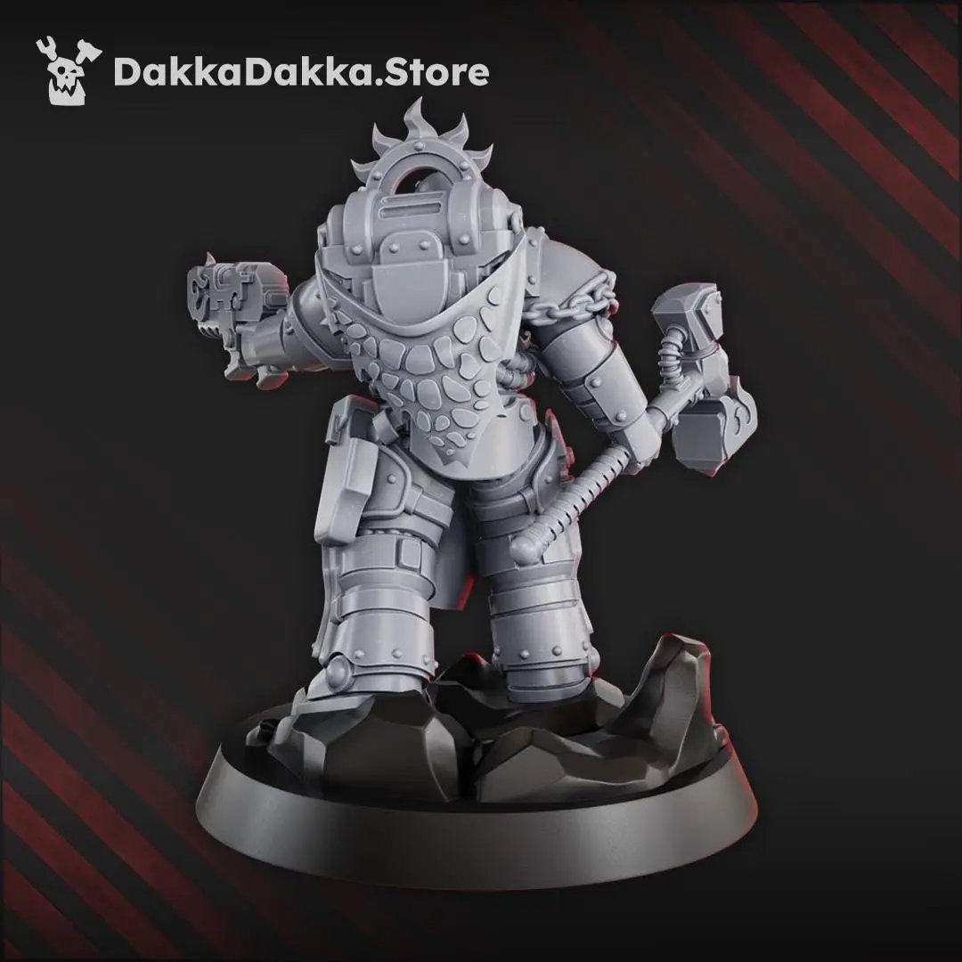 3D printed Lieutenant Argus Sauros miniature by Last Hope Miniatures, detailed figure with armor and weapon, from DakkaDakka Miniatures.