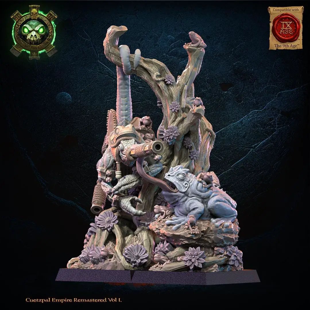 3D printed Lizard Kin Heroine miniature by Last Hope Miniatures for Lost Kingdom Miniatures, featuring detailed lizard character design.