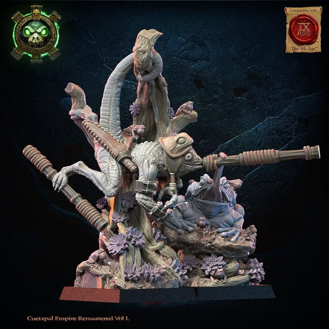 3D printed Lizard Kin Heroine miniature by Lost Kingdom Miniatures, detailed reptilian figure for tabletop gaming.