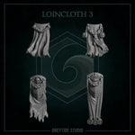 Set of eight 3D printed loincloths by Last Hope Miniatures for Greytide Studio, detailed miniature armor accessories.