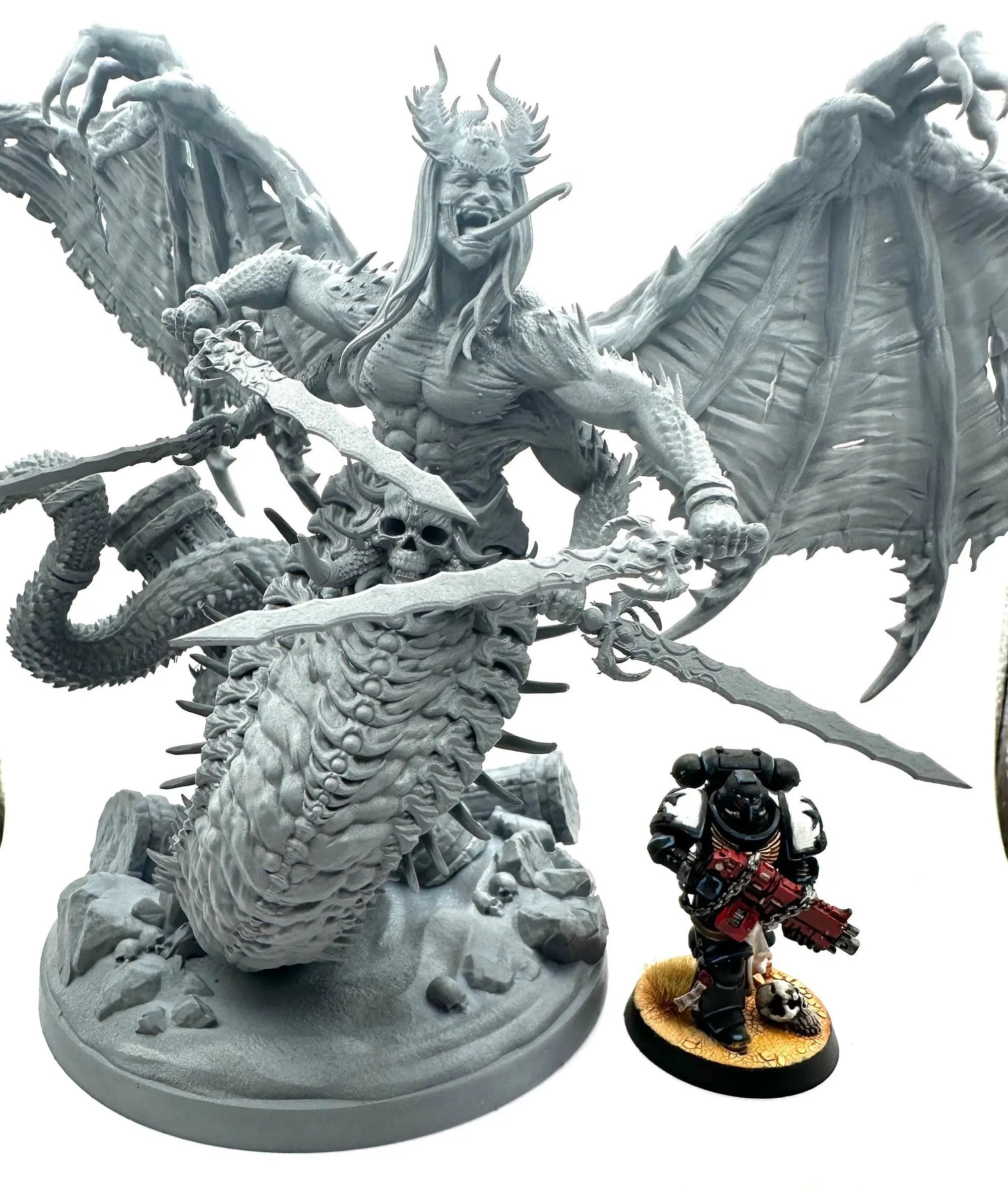 3D printed Lord of Sin miniature by Dark Gods Miniatures, featuring detailed dark fantasy demon figure with intricate armor and menacing pose.