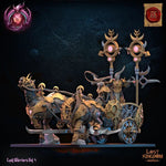 3D printed Lust Chosen Chariot by Lost Kingdom Miniatures, detailed fantasy miniature on a chariot with intricate design.