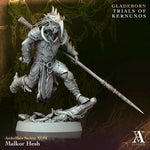 3D printed Malkor Hesh miniature by Last Hope Miniatures for Archvillain Games, showcasing detailed design and intricate features.