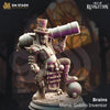 3D printed Manic Goblin Inventor figure by Last Hope Miniatures for DM Stash, detailed fantasy miniature with mechanical gadgets.