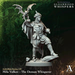 3D printed Mila Volkov miniature by Archvillain Games from Last Hope Miniatures, detailed figure with intricate design and dynamic pose.