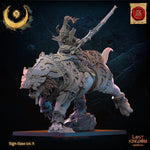 3D printed Night Elf Hero Beast Rider miniature by Last Hope Miniatures from Lost Kingdom Miniatures, featuring elf rider on a beast.