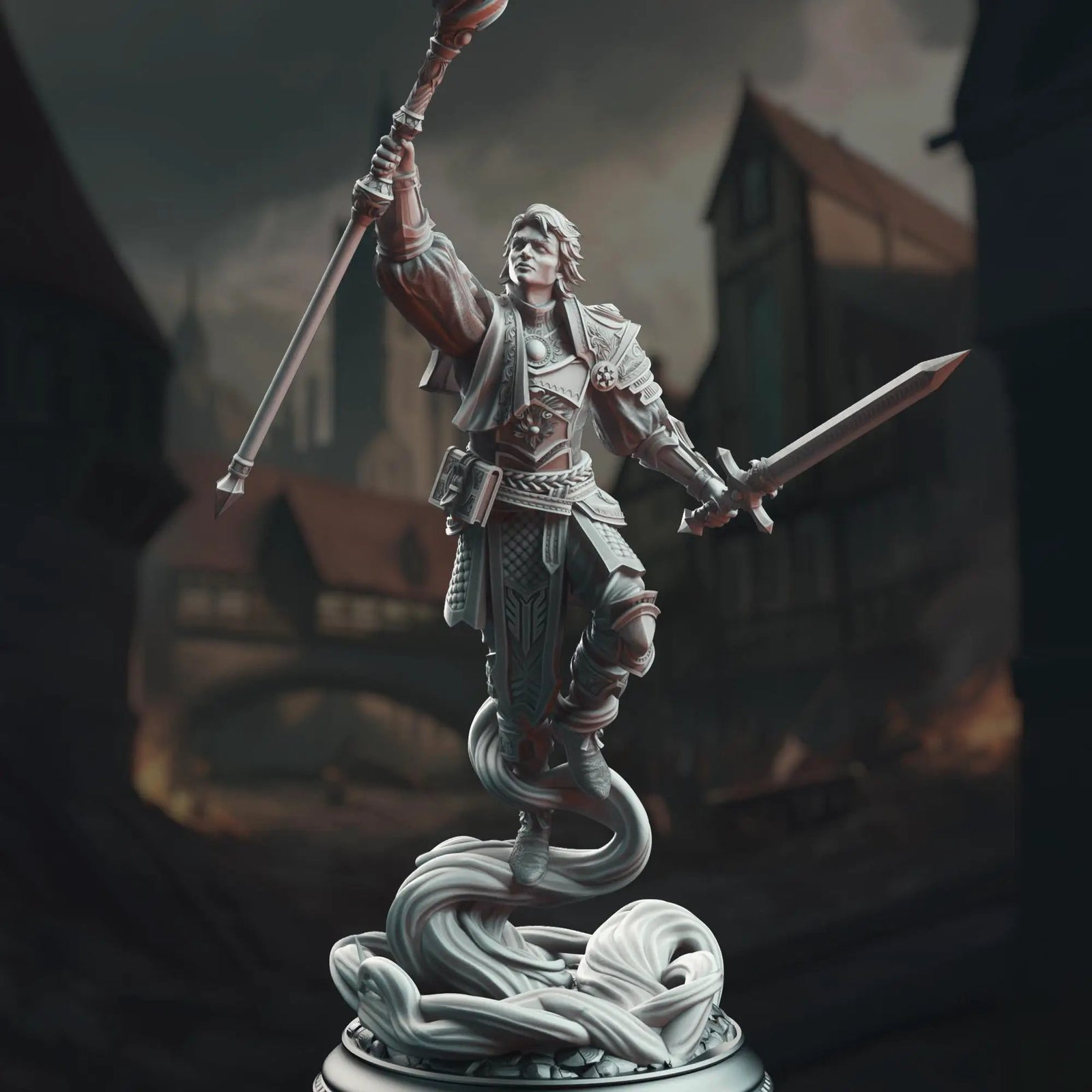 3D printed Noble Court Wizard miniature by Last Hope Miniatures for D&D, detailed figure with ornate robes and staff.