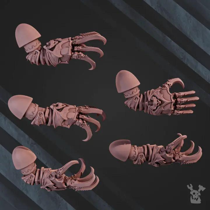 Set of 10 3D printed nocturnal claws miniatures from Last Hope Miniatures, detailed dark claw designs for tabletop gaming.