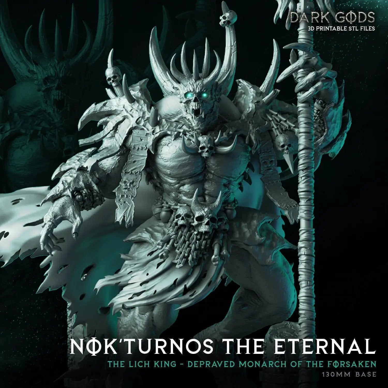 3D printed Nokturnos The Eternal miniatures by Last Hope Miniatures, featuring dark, detailed fantasy figure with intricate design.