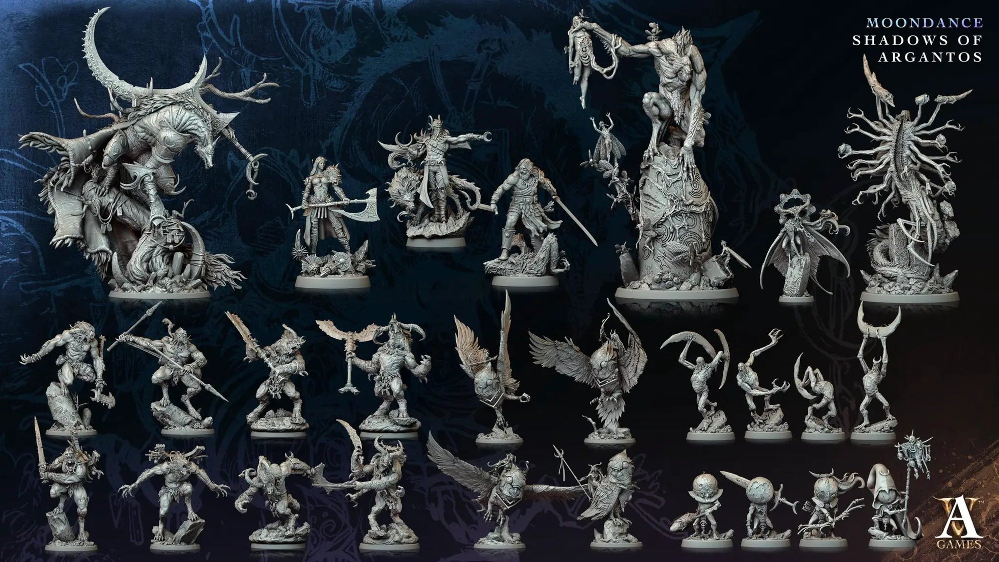 3D printed Nyxarion the Twilight Exile miniature by Last Hope Miniatures, featuring detailed armor and mystical weaponry.