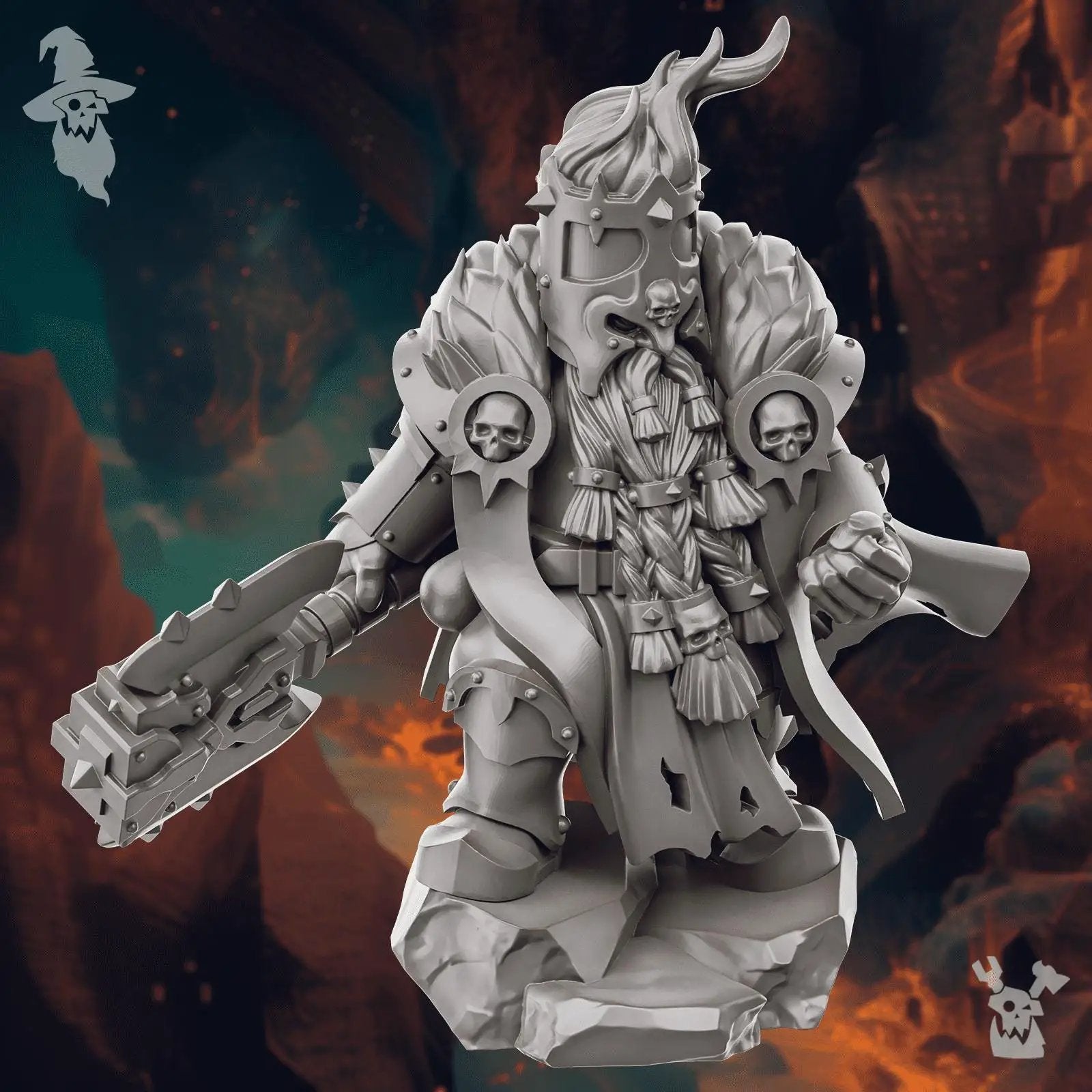 3D printed Olger Dreadquake miniature by DakkaDakka Miniatures, detailed fantasy figure from Last Hope Miniatures.