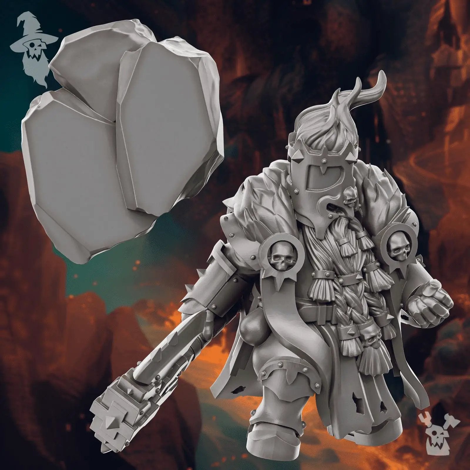 3D printed Olger Dreadquake miniature by DakkaDakka from Last Hope Miniatures, detailed view showing intricate design and textures.