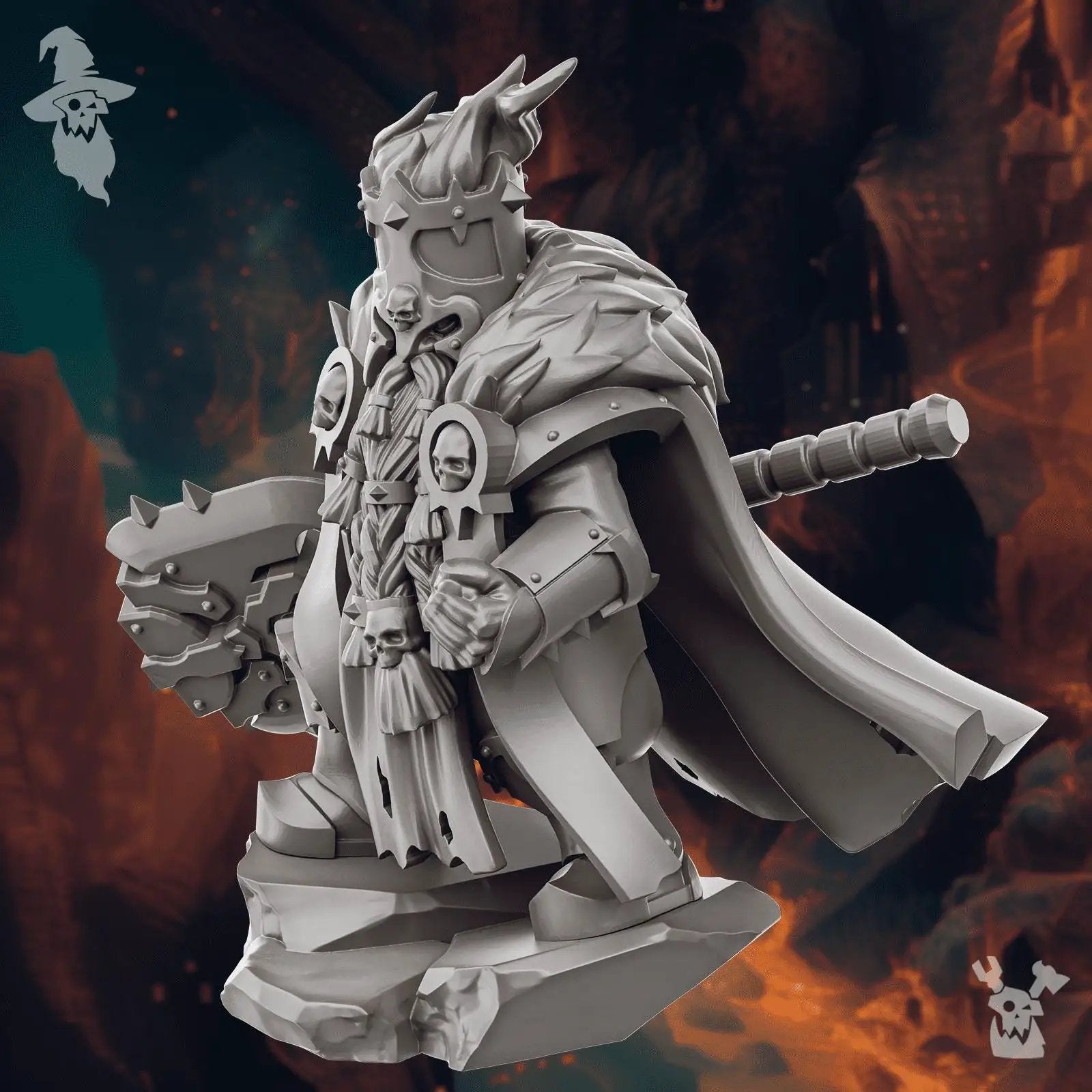 3D printed Olger Dreadquake miniature by DakkaDakka Miniatures, designed by Last Hope Miniatures, featuring detailed fantasy warrior armor
