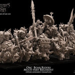 3D printed Orc Boar Rider Regiment miniatures by Last Hope Miniatures for Avatars of War, featuring orcs riding boars in detailed combat poses.