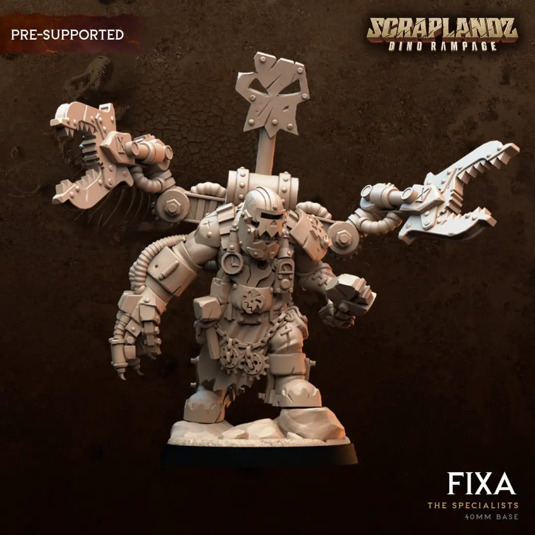 3D printed Orc Fixa miniature by Dark Gods Miniatures, detailed orc figure with armor and weapon, designed for tabletop gaming.