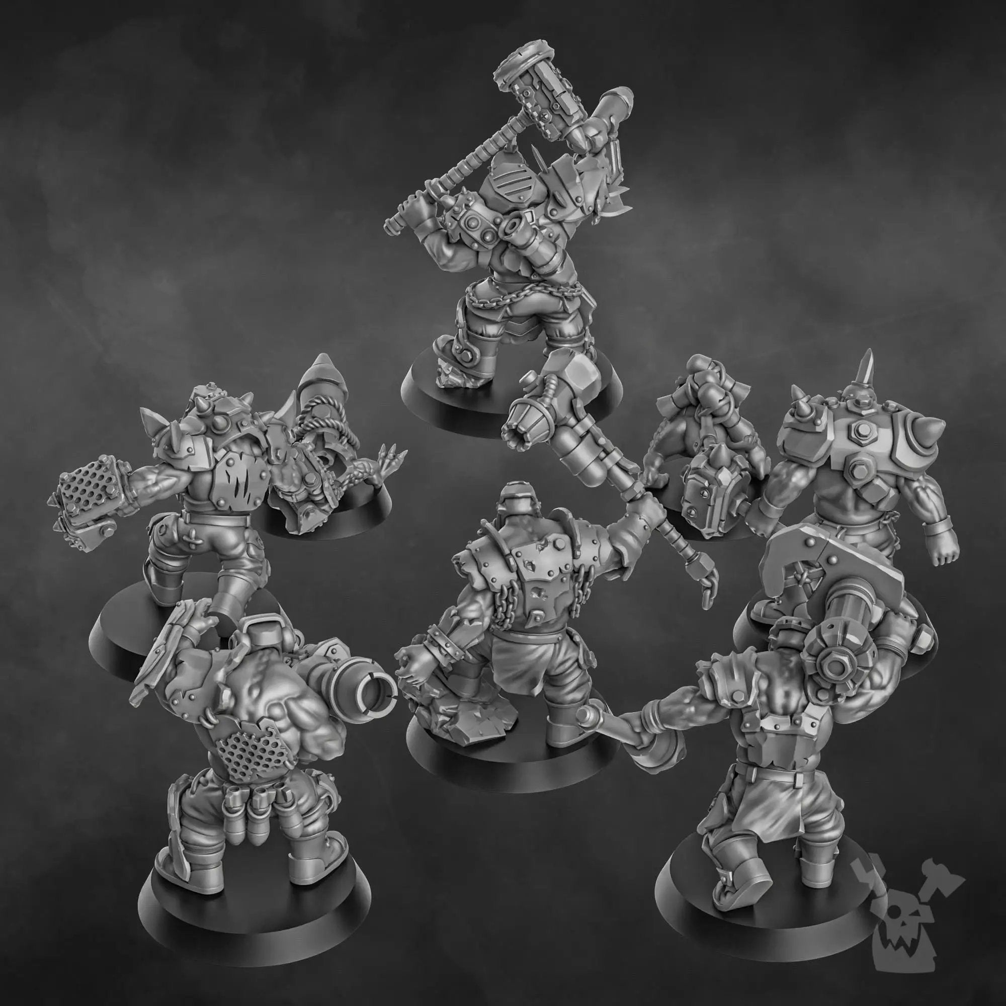 3D printed Orc head Crackaz Mob miniature by DakkaDakka Miniatures, detailed orc head with fierce expression for tabletop gaming.