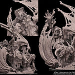 3D printed Orc Shaman riding a wyvern miniature by Last Hope Miniatures for Avatars of War.