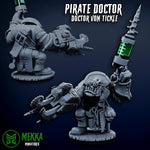 3D printed Ork Docta Von Tickle miniature by Mekka Miniatures, detailed green Ork figure from Last Hope Miniatures collection.